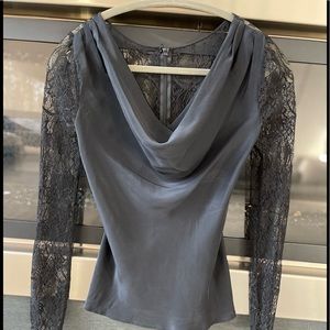 Bebe black silk and lace top, blouse, XS